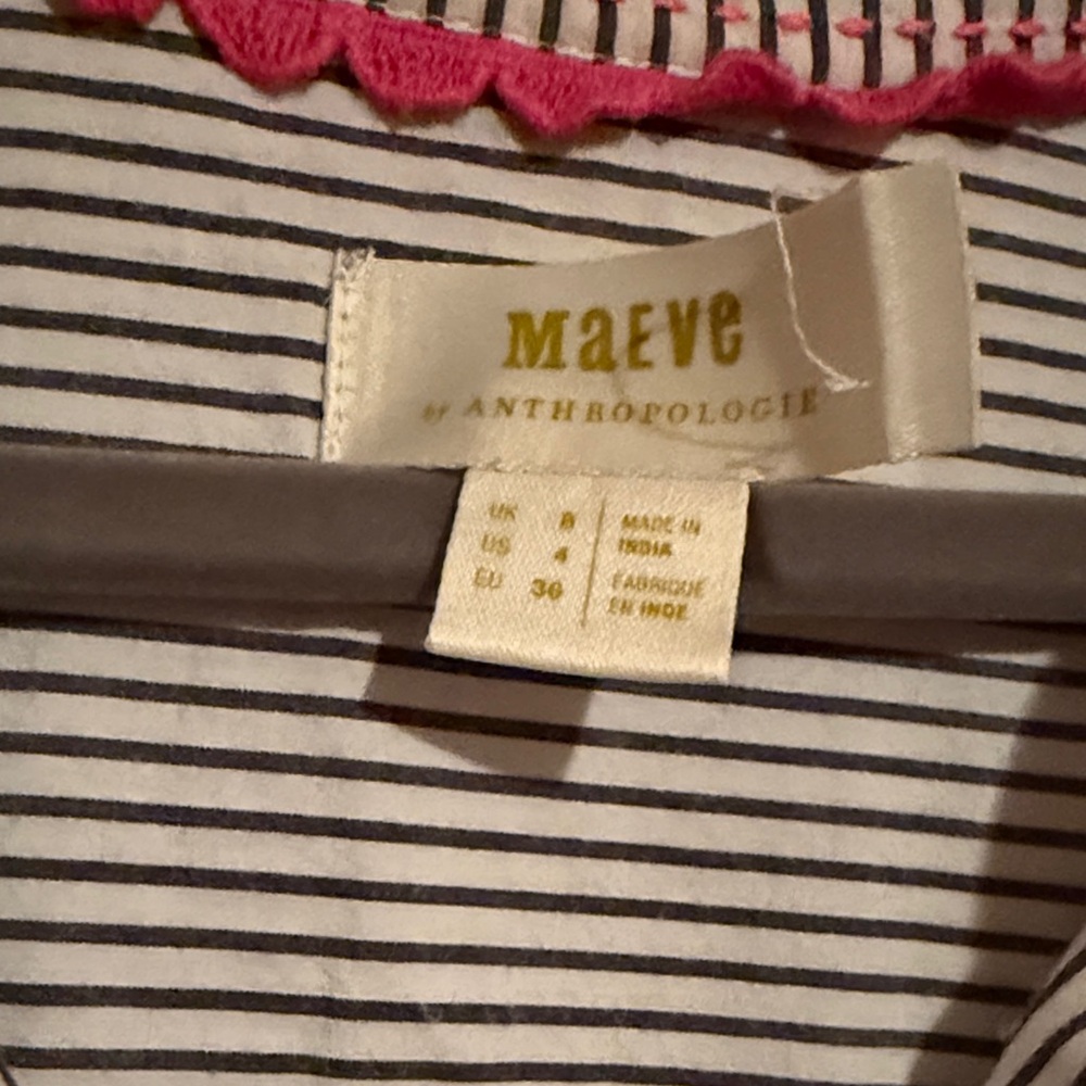 Anthropologie Maeve Striped Floral Sequin Shirt - Size 4 - Picture 12 of 13
